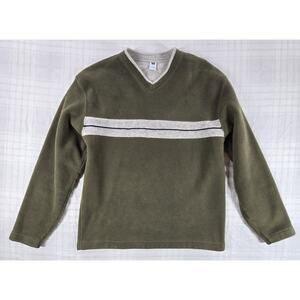 Vintage Y2K Gap Olive Green Fleece Skater Grunge Mall Rat Striped Sweater L